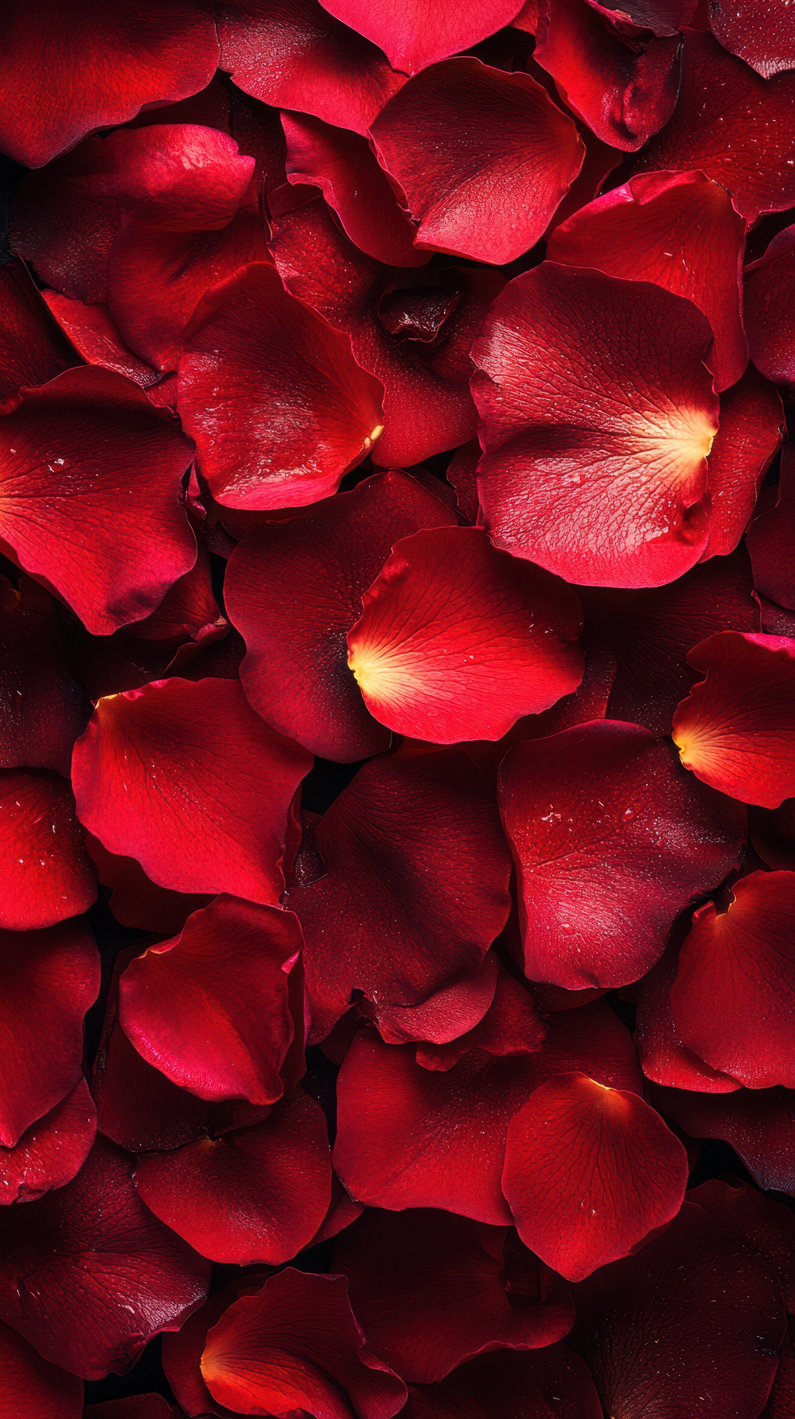 Vibrant red rose petals scattered elegantly, perfect for romantic occasions and decorative arrangements